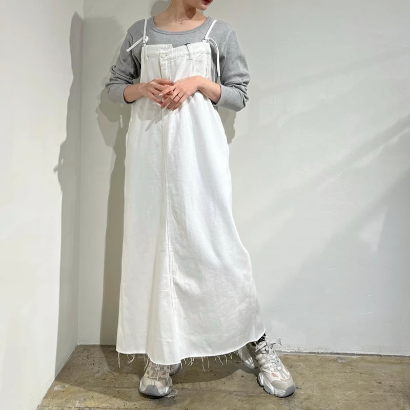 2/20Live☆再入荷！裾フリンジデニムジャンパースカート(56897)(57660
