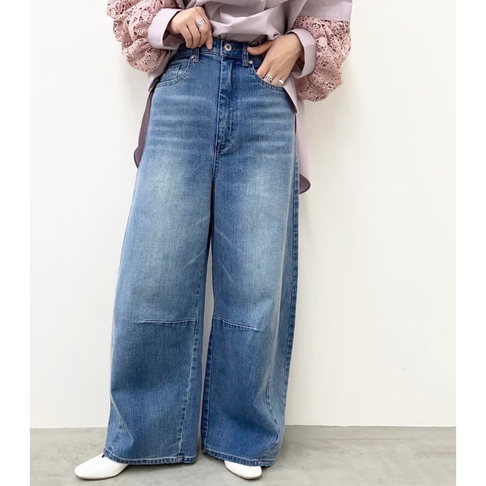 新色追加！10/3Live☆裾タックコクーンデニムパンツ(462-96033