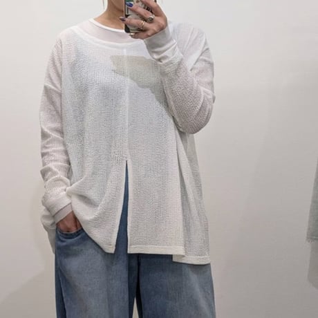cyan tokyo チュールドレープオーバーTOPS グレー CYAN TOKYO】バックギャザーウォームTOPS | selectshop kusukusu