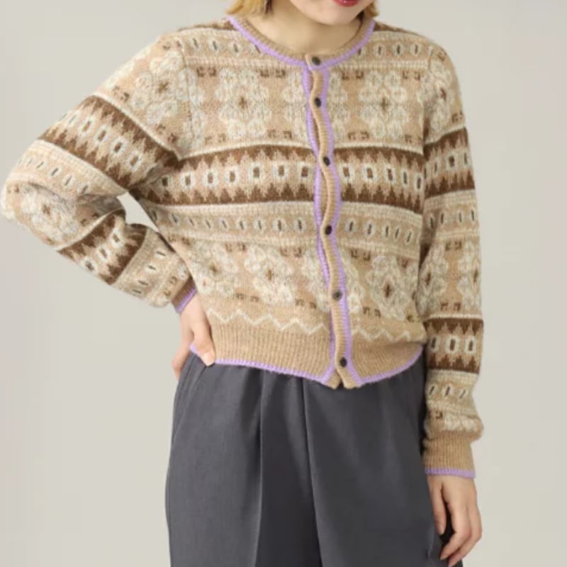 フェアアイル柄クルーネックカーディガン(8552102) | KEIZUselecct Onl