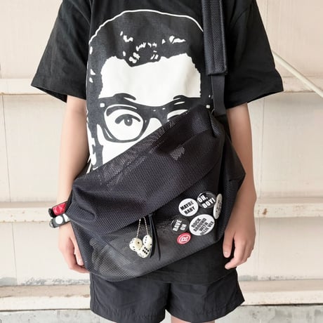zip bag L  メッシュ black,white