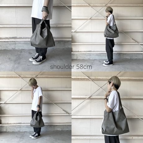 ミドルショルダー leather  肩掛け58cm  black,gray