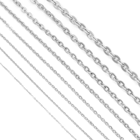 ステンレス製【幅1mm】ネックレスチェーン あずきチェーン 36～70cm [851]