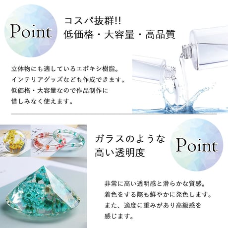 速達発送！高品質 エポキシ樹脂 2セット(計1kg) [G-3]