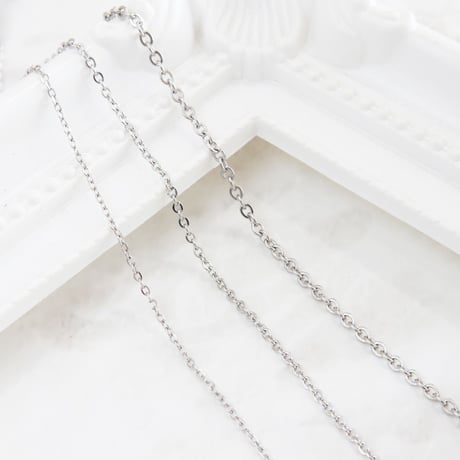 ステンレス製【幅2mm】ネックレスチェーン あずきチェーン 36～70cm [851]
