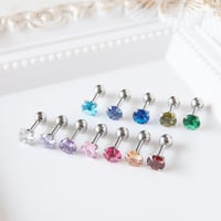 誕生石カラーピアス ボディピアス 軟骨ピアス ストレートバーベル 片耳 18G [809]