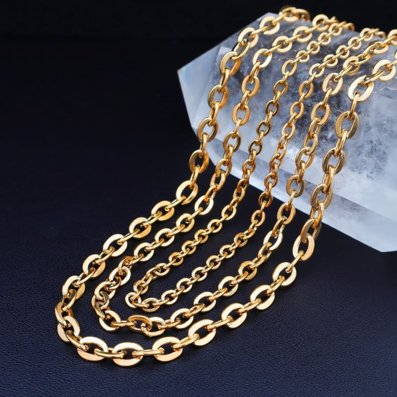 ステンレス製【幅4mm】ネックレスチェーン あずきチェーン 60～70cm