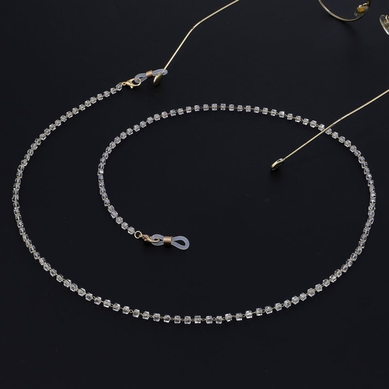 天然石メガネチェーン◇カーネリアン◇水晶◇ハートコネクター  