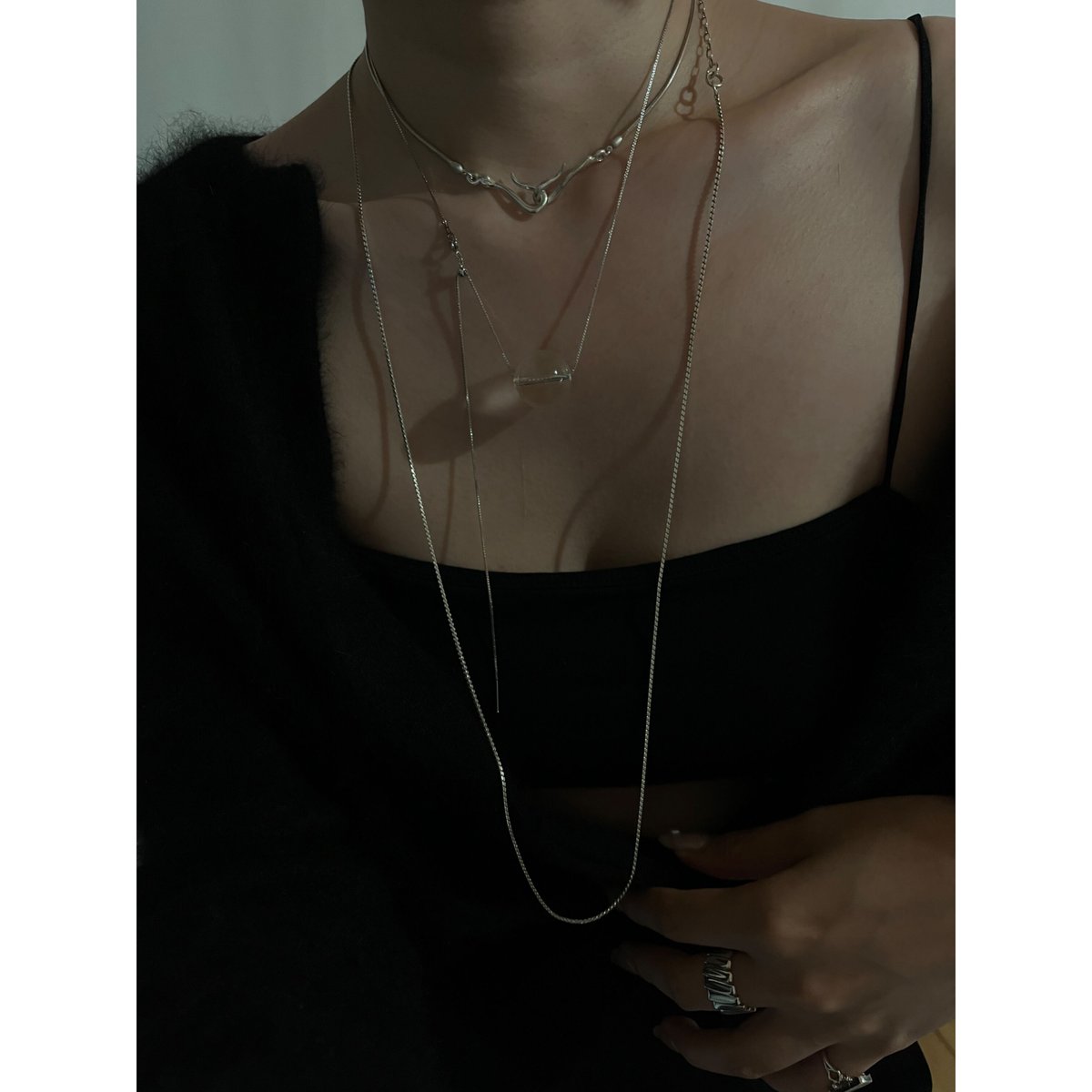 37㎝> DOUBLE HOOK NECKLACE | TETOME