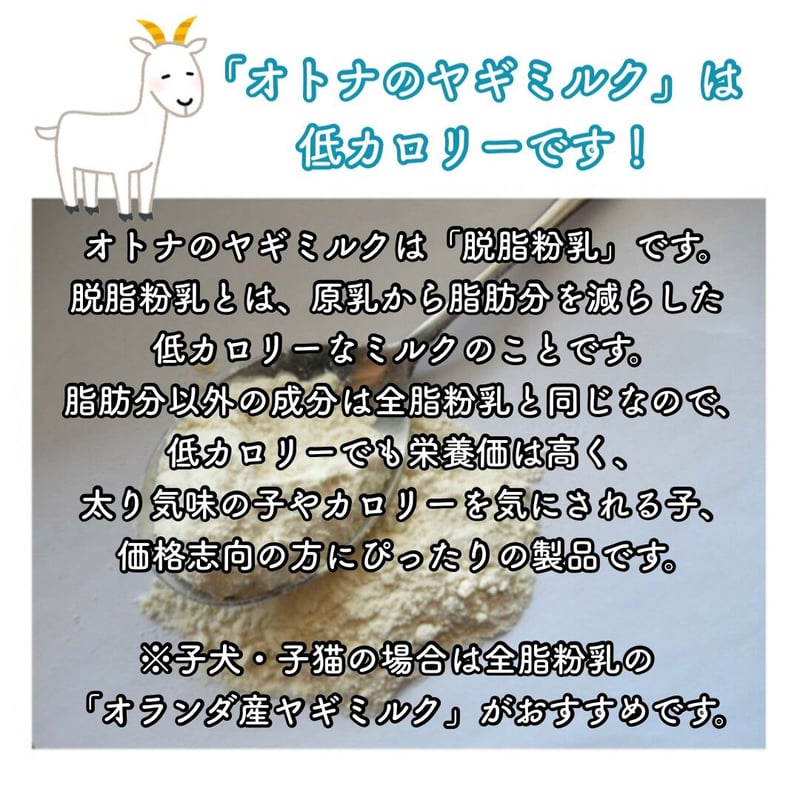 低カロリーオランダ産 やぎミルク（犬猫用 脱脂粉乳タイプ）80g ◎Goat