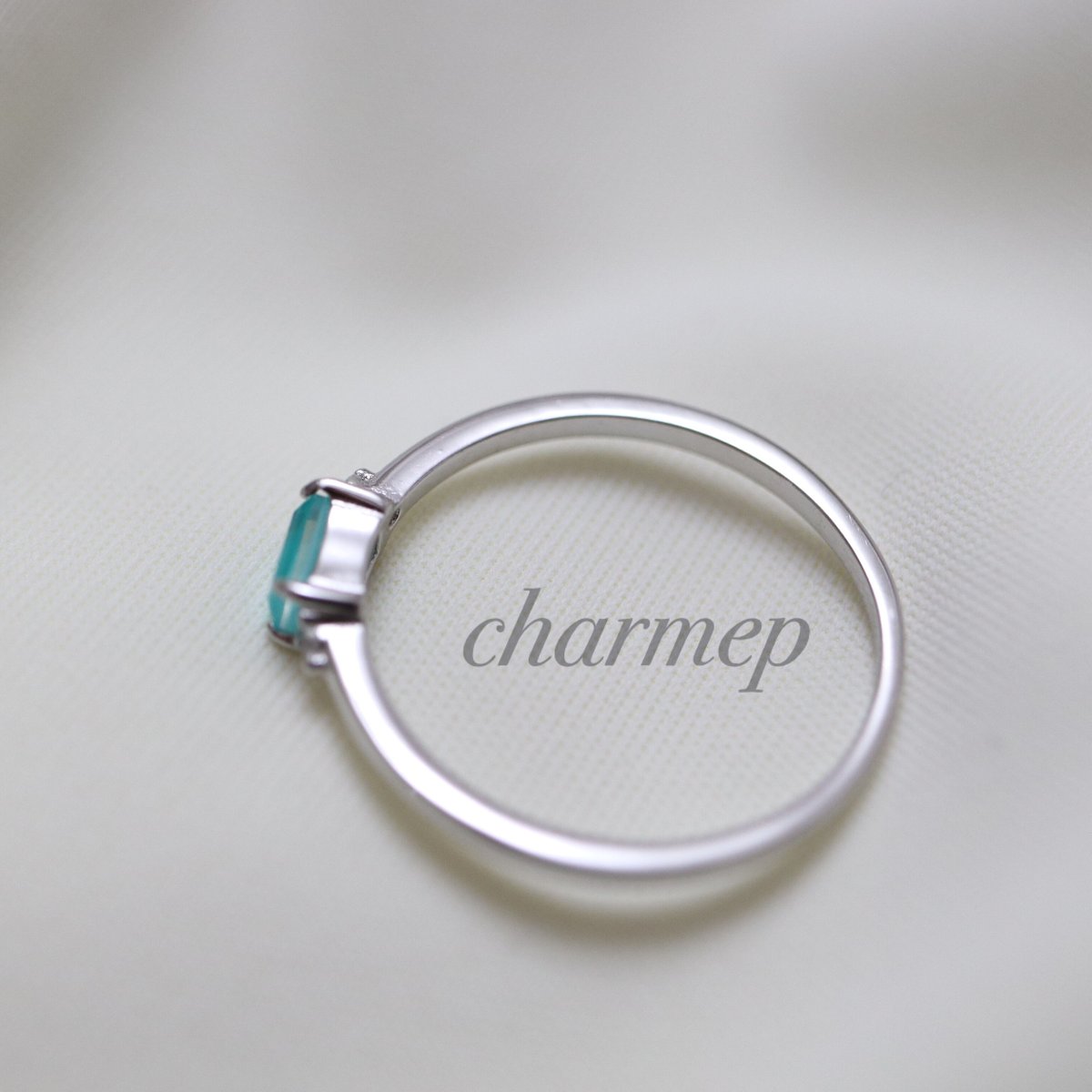 人工パライバトルマリン シルバー製リング US6号 ホワイトトパーズ