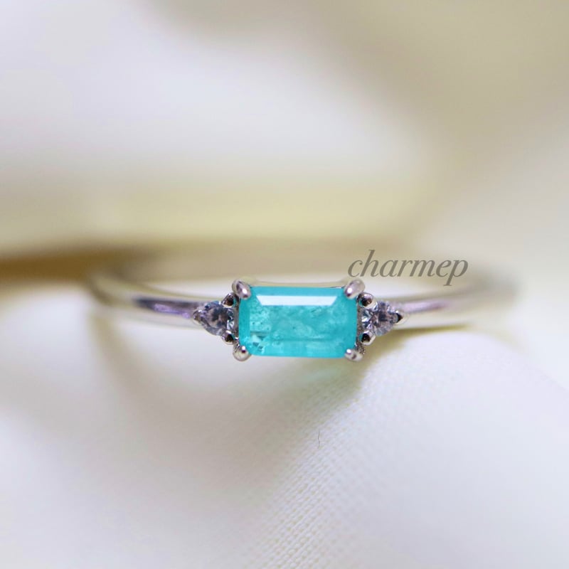 PTR040】人工パライバトルマリンバケットストーンシルバーリング | charmep