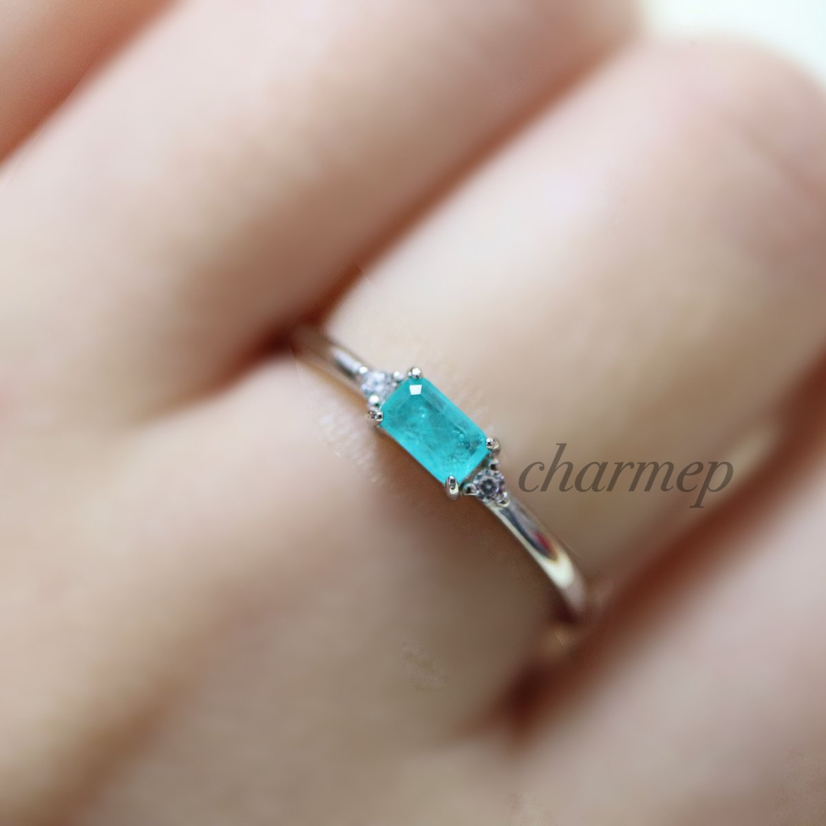 PTR040】人工パライバトルマリンバケットストーンシルバーリング | charmep