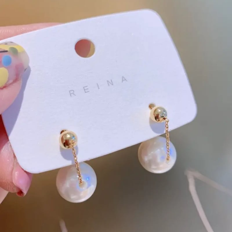 【新品未使用】ABISTE 揺れるパールピアス パール ピアス 揺れる 18k ぶら下がり パールピアス 18金 k18