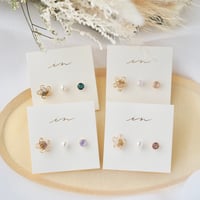 【pierce】3set wire flower natural stone  #2703-2
