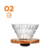 【HARIO】V60耐熱ガラス透過ドリッパー02 オリーブウッド1〜4杯用　VDG-02