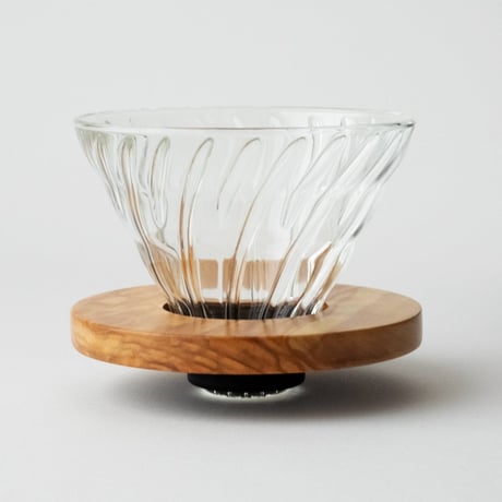 【HARIO】V60耐熱ガラス透過ドリッパー02 オリーブウッド1〜4杯用　VDG-02