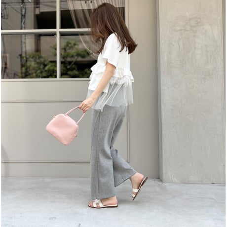 レース×チュールアシンメトリーカットソー