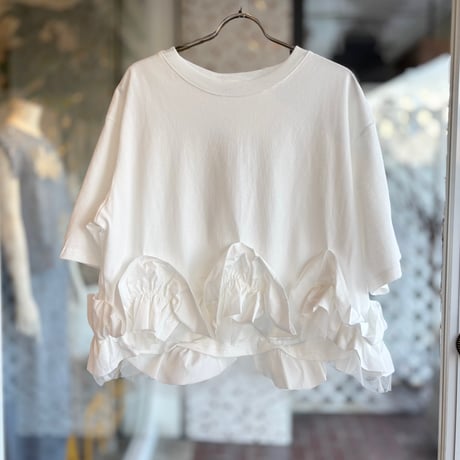 裾フリルチュールショートTシャツ