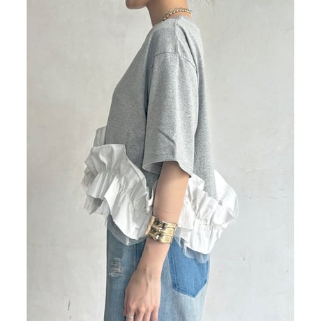 裾フリルチュールショートTシャツ