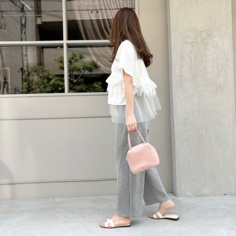 レース×チュールアシンメトリーカットソー