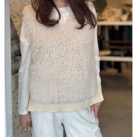 ボア×ニットベスト