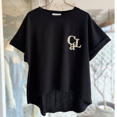 パールビジューロゴショート丈Tシャツ