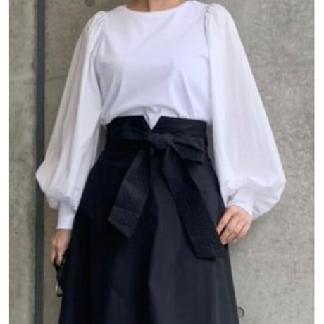 カットソー×布帛セットインボリューム袖TOPS
