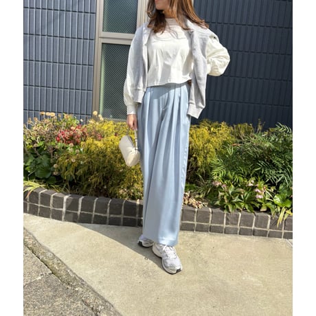 サテンハイウエストストレートパンツ