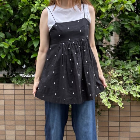 ドット刺繍コットンキャミソール