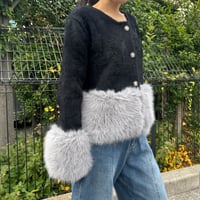 ファー付きニットカーディガン