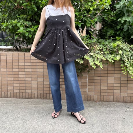 ドット刺繍コットンキャミソール
