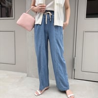テンセルデニムレイヤードワイドパンツ