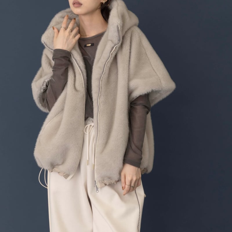 美品✨コトゥー　マリアケント　ツイードコート 42 衿ミンクファー　Aライン フェザーチェックツイードコート （その他アウター）｜GRACE