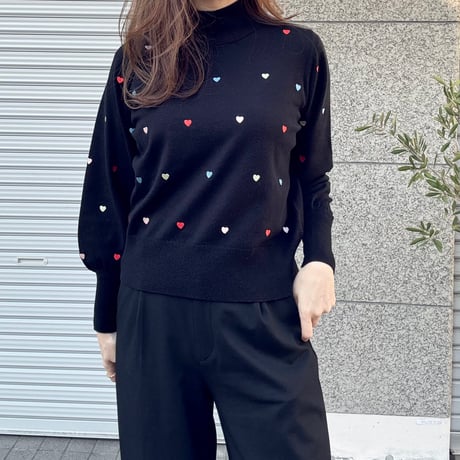 カラフルハート刺繍ニット