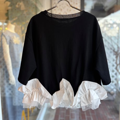 裾フリルチュールショートTシャツ