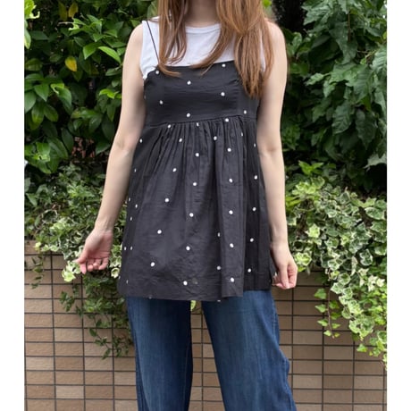 ドット刺繍コットンキャミソール