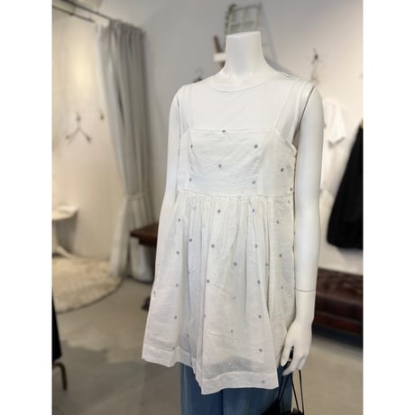 ドット刺繍コットンキャミソール