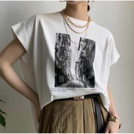 バックジップフォトプリントTシャツ