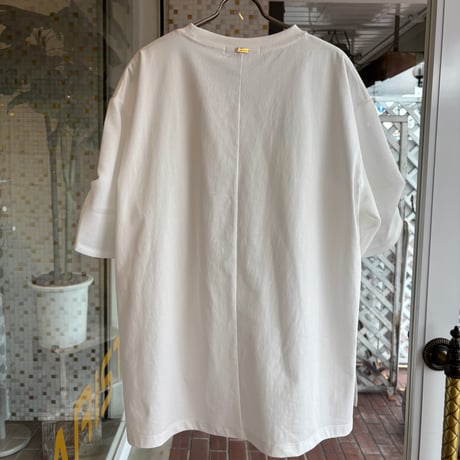 フォトコラージュプリントメッシュスリーブTシャツ