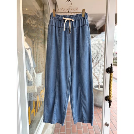 テンセルデニムレイヤードワイドパンツ