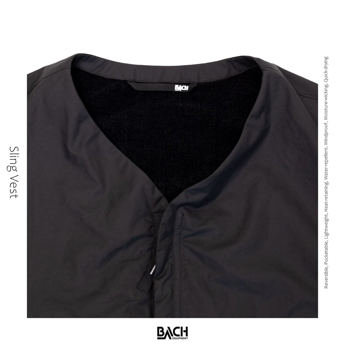 【BACHGarments】Sling Vest Reversible/Pocketable_Black