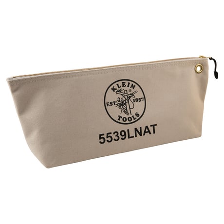 【KLEIN TOOLS】5539LNAT Zipper Bag, Large Canvas Tool Pouch, 18インチ-Natural