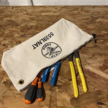 【KLEIN TOOLS】5539LNAT Zipper Bag, Large Canvas Tool Pouch, 18インチ-Natural