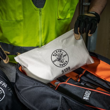 【KLEIN TOOLS】5139 Zipper Bag, Canvas Tool Pouch - Natural◆