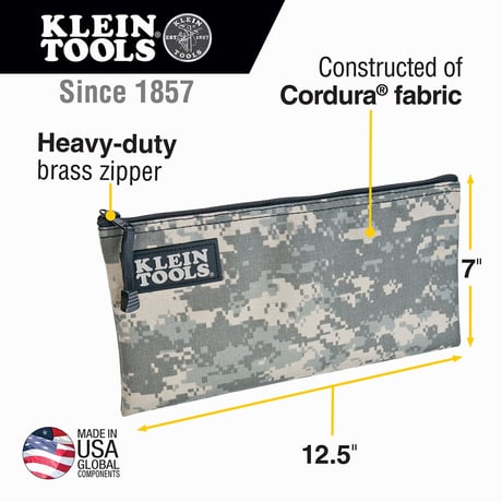 【KLEIN TOOLS】 5139C Zipper Bag, Camouflage Cordura Nylon Tool Pouch