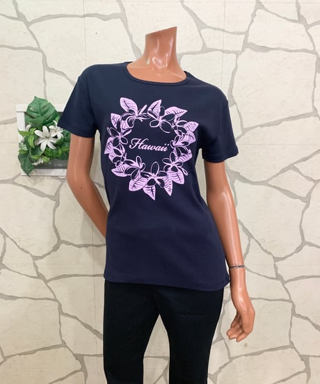 ストレッチ半袖Tシャツ　プルメリアハワイ