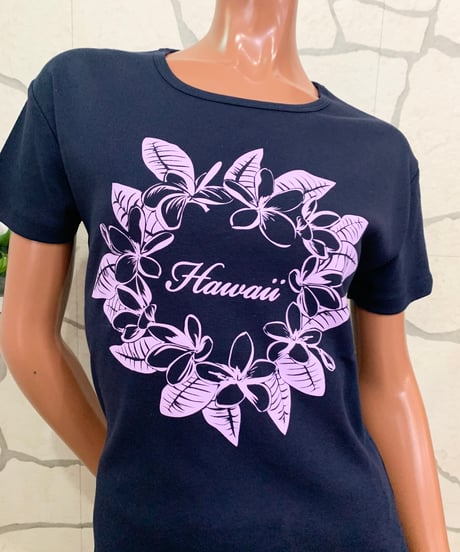 ストレッチ半袖Tシャツ　プルメリアハワイ