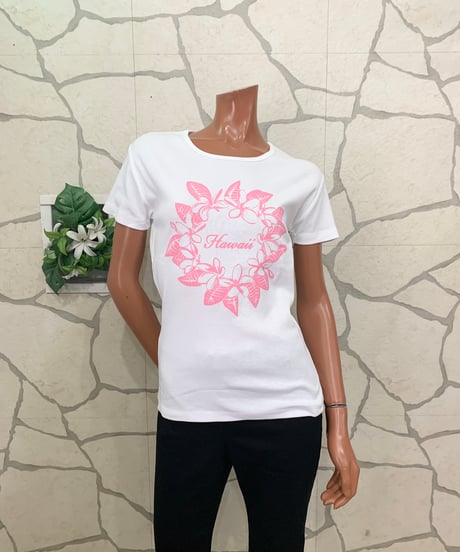 ストレッチ半袖Tシャツ　プルメリアハワイ