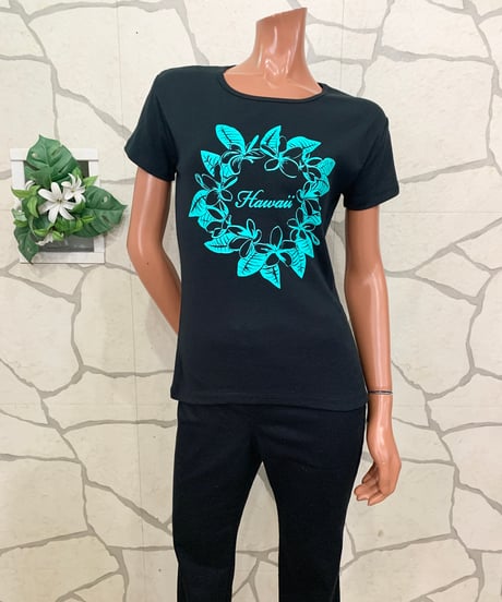 ストレッチ半袖Tシャツ　プルメリアハワイ